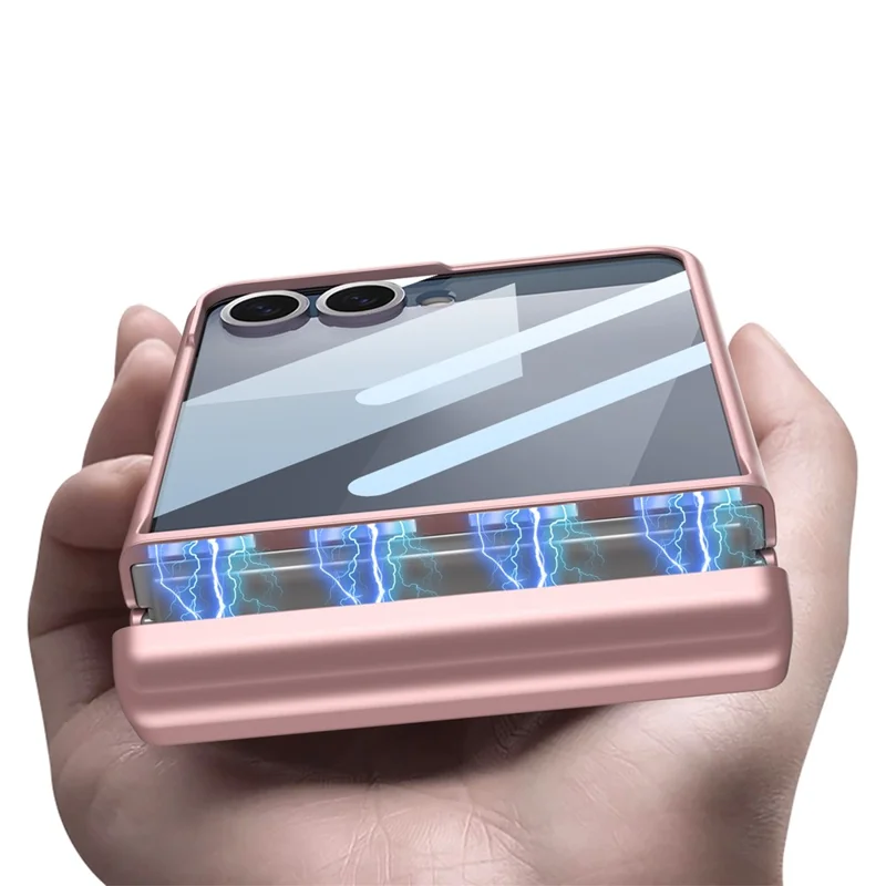 GKK Für Samsung Galaxy Z Flip7 5G Hülle Magnetisches Scharnier Handyhülle mit Displayschutzfolie und Stift - Schwarz