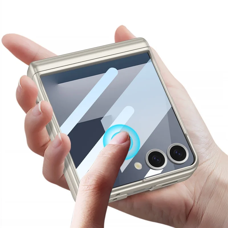 GKK Für Samsung Galaxy Z Flip7 5G Hülle Magnetisches Scharnier Handyhülle mit Displayschutzfolie und Stift - Schwarz