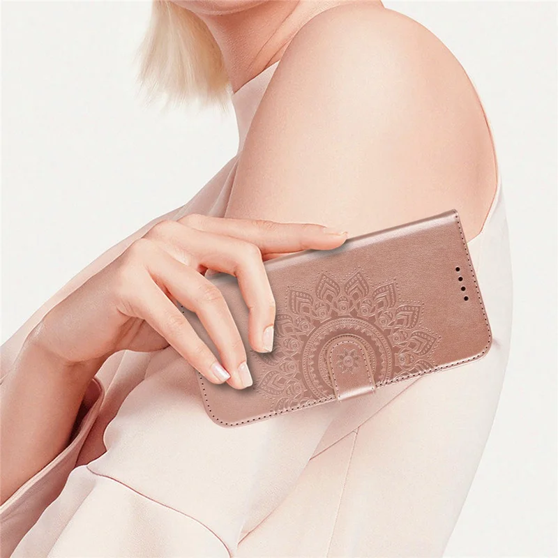 Étui support pour iPhone 16 Pro en cuir texturé avec portefeuille et dragonne - Or rose
