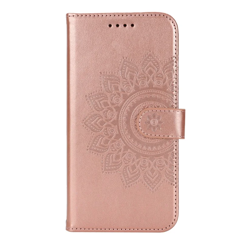 Étui support pour iPhone 16 Pro en cuir texturé avec portefeuille et dragonne - Or rose