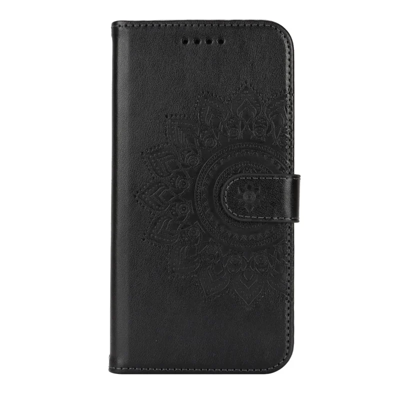For iPhone 16 Pro Max Stand Case Textured Leather Wallet Phone Cover with Strap - Black