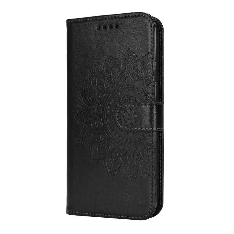 For iPhone 16 Plus Stand Case Textured Leather Wallet Phone Cover with Strap - Black