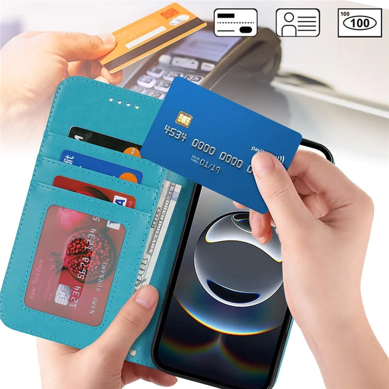 For iPhone 17e / 16e Case Textured Leather Wallet Phone Cover with Strap - Blue