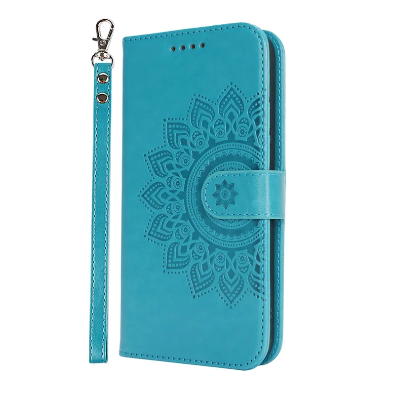 For iPhone 17e / 16e Case Textured Leather Wallet Phone Cover with Strap - Blue