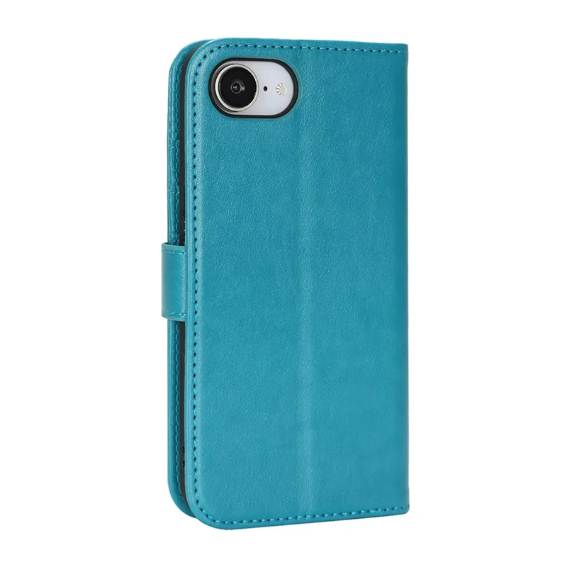 For iPhone 17e / 16e Case Textured Leather Wallet Phone Cover with Strap - Blue