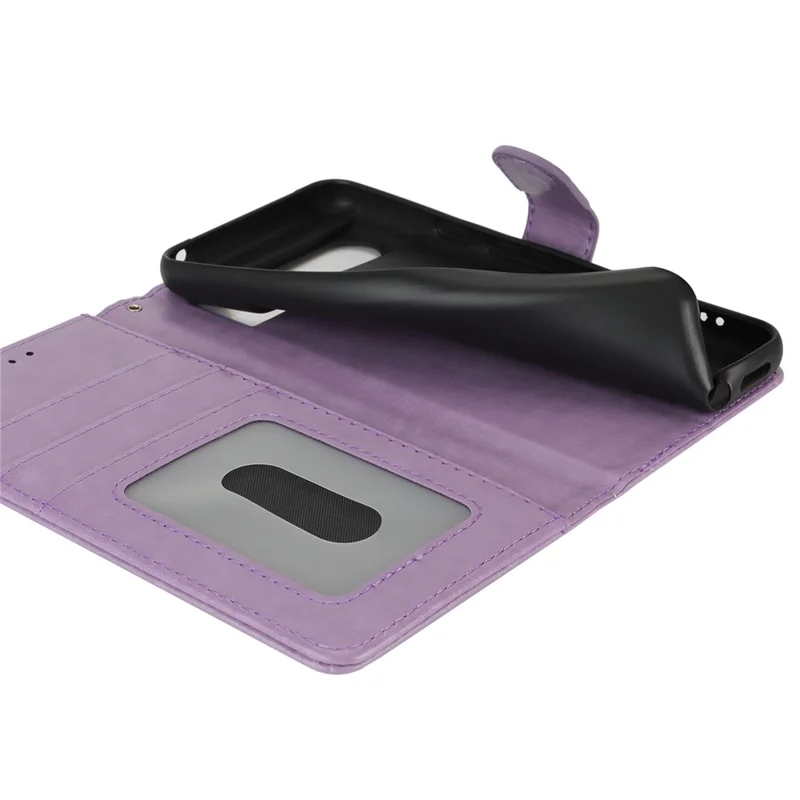 For Google Pixel 8 Case Textured Leather Wallet Phone Cover with Strap - Purple