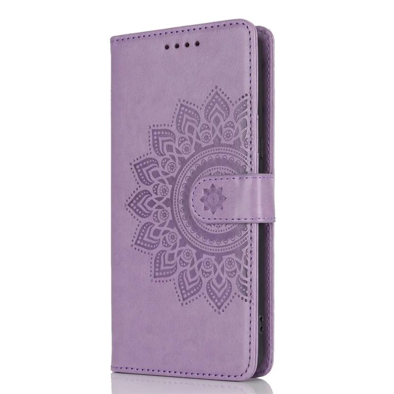 For Google Pixel 8 Case Textured Leather Wallet Phone Cover with Strap - Purple