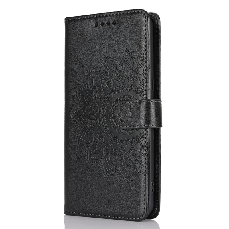 For Google Pixel 8 Pro Case Textured Leather Wallet Phone Cover with Strap - Black