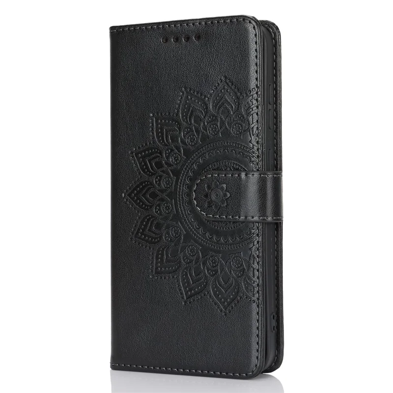 For Samsung Galaxy S24+ Stand Case Textured Leather Wallet Phone Cover with Strap - Black