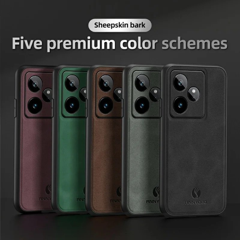 ANNYOJO pour Realme GT 7 5G Étui en cuir PU + PC + TPU Antichoc Protection arrière de téléphone - Vert