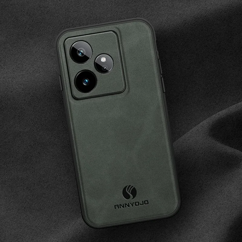 ANNYOJO pour Realme GT 7 5G Étui en cuir PU + PC + TPU Antichoc Protection arrière de téléphone - Vert