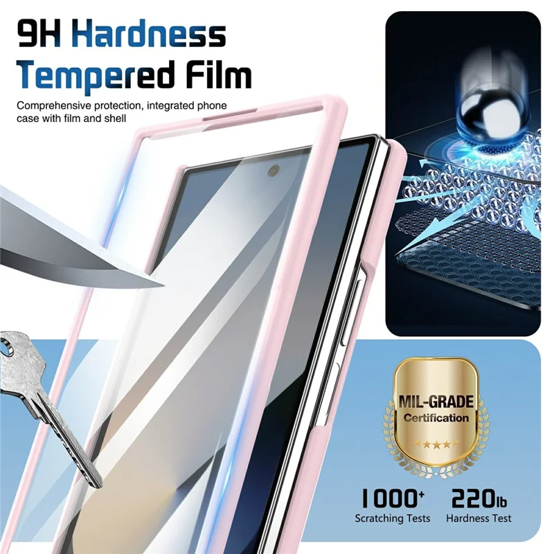 Étui pour Samsung Galaxy Z Fold7 5G avec Béquille et Protection de Charnière en PC, Couvercle de Téléphone avec Film d'Écran - Rose