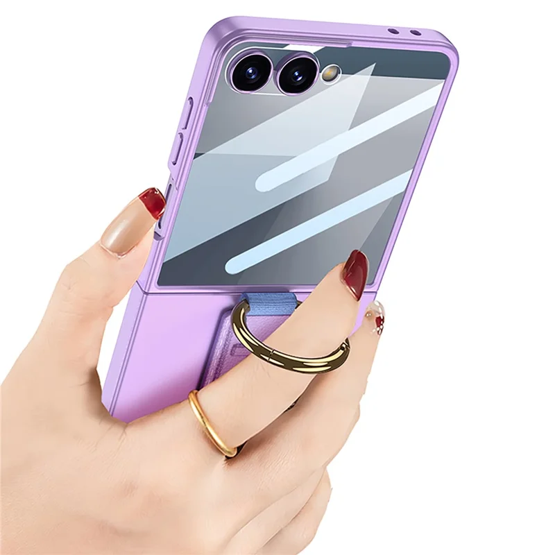 GKK For Samsung Galaxy Z Flip7 5G Case Folding Wristband Phone Cover with HD Screen Protector - Pink