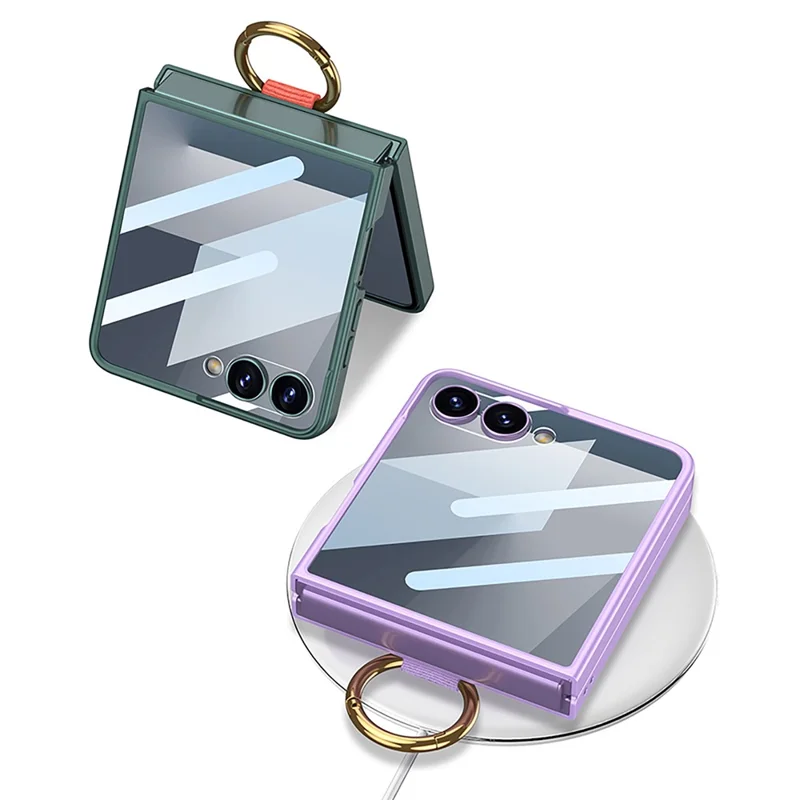 GKK For Samsung Galaxy Z Flip7 5G Case Folding Wristband Phone Cover with HD Screen Protector - Pink