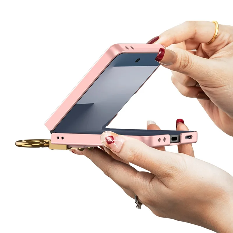 GKK For Samsung Galaxy Z Flip7 5G PC Phone Case with Ring Holder + Tempered Glass Front Screen Film - Black