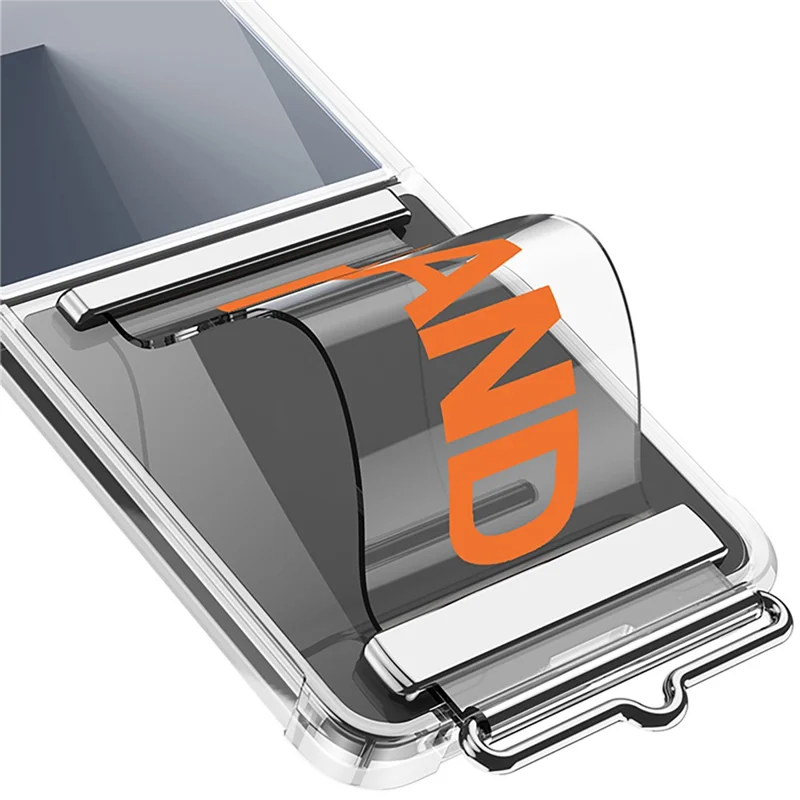 GKK For Samsung Galaxy Z Flip7 5G Case Air Cushion Strap Kickstand Soft TPU PC Phone Cover - Transparent Orange