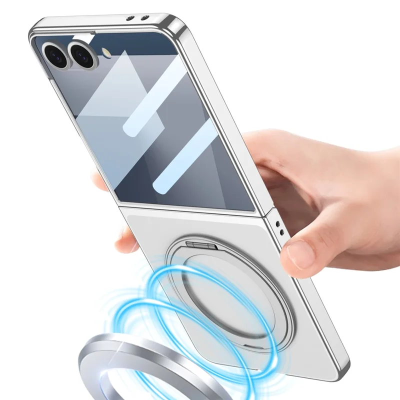 Étui GKK pour Samsung Galaxy Z Flip7 5G avec Support Rigide en PC, Housse Arrière de Téléphone avec Film de Protection - Or Champagne