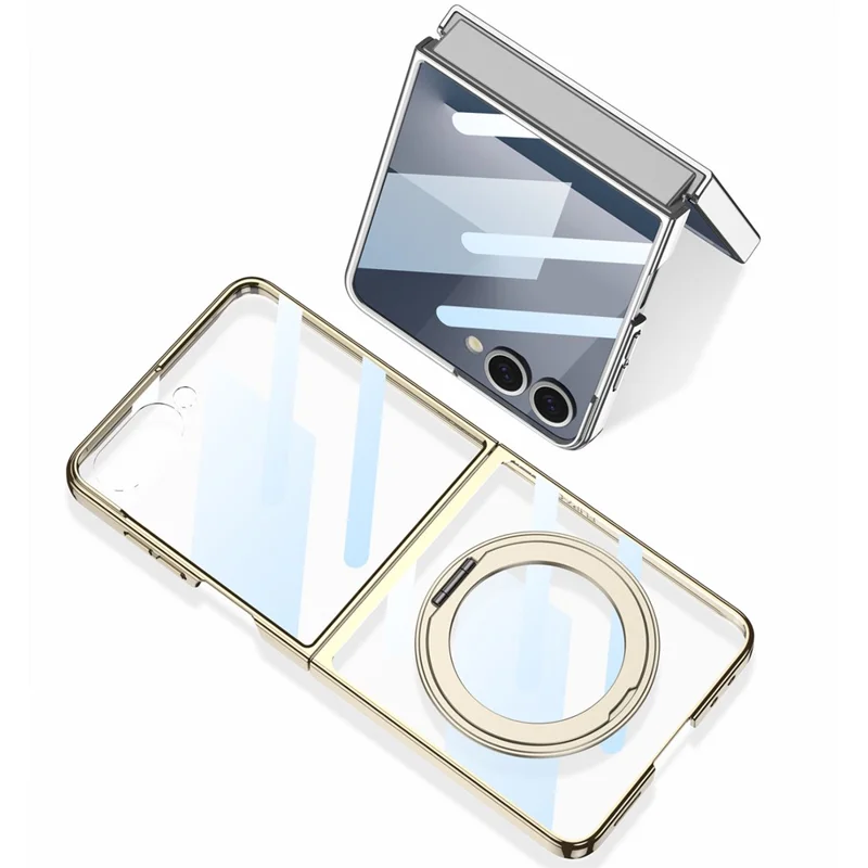 Étui GKK pour Samsung Galaxy Z Flip7 5G avec Support Rigide en PC, Housse Arrière de Téléphone avec Film de Protection - Or Champagne
