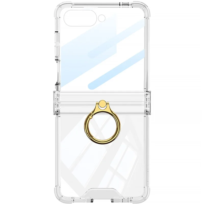 GKK Para Funda Samsung Galaxy Z Flip7 5G Airbag Protección de Bisagra con Anillo Soporte Antigolpes con Película Trasera - Azul