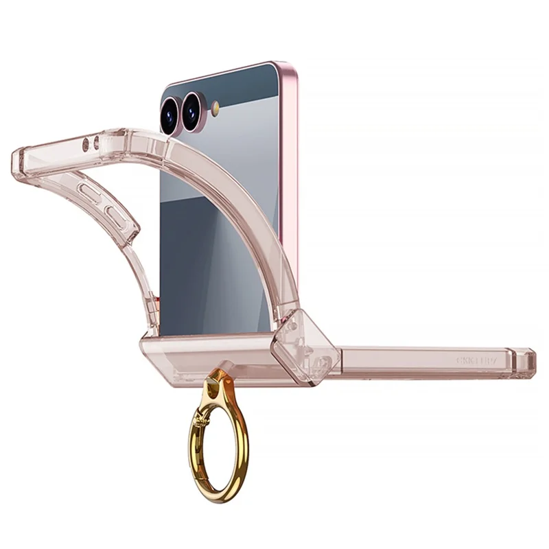 GKK Para Funda Samsung Galaxy Z Flip7 5G Airbag Protección de Bisagra con Anillo Soporte Antigolpes con Película Trasera - Azul