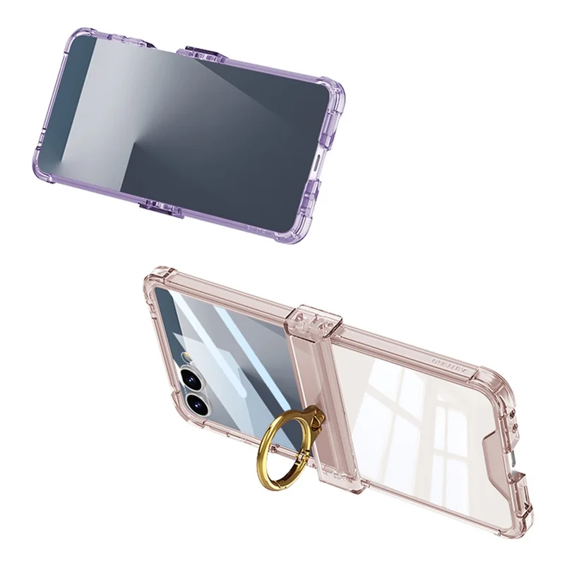 GKK Para Funda Samsung Galaxy Z Flip7 5G Airbag Protección de Bisagra con Anillo Soporte Antigolpes con Película Trasera - Azul