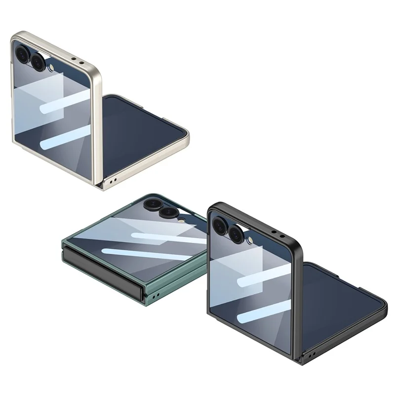 GKK For Samsung Galaxy Z Flip7 5G Case with Screen Film Kickstand Hard PC Phone Back Cover - Black
