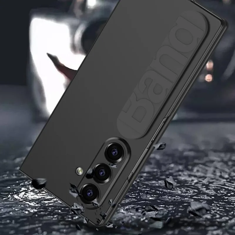 GKK Para Funda de Samsung Galaxy Z Fold7 5G con Correa de Silicona PC + Cristal Templado Carcasa Trasera del Teléfono - Negro