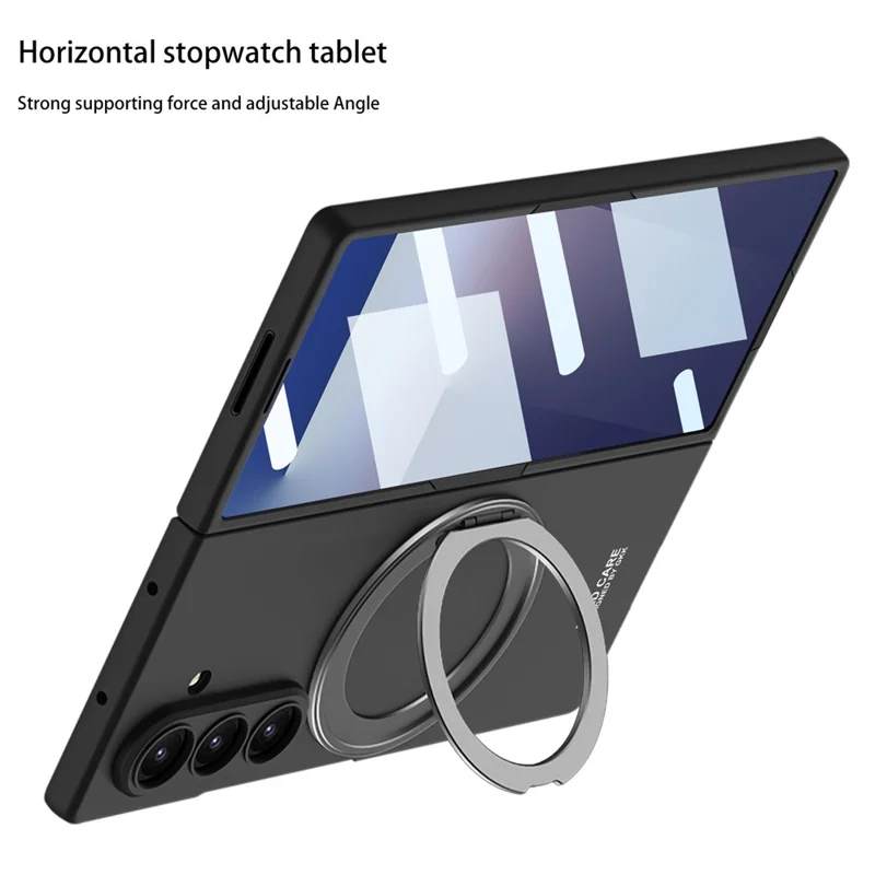 GKK For Samsung Galaxy Z Fold7 5G Case with Screen Film Kickstand Hard PC Phone Back Cover - Titanium Grey