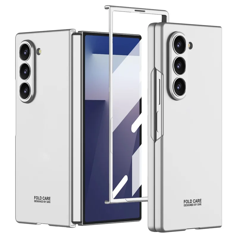 GKK Für Samsung Galaxy Z Fold7 5G Hülle Hartplastik + Gehärtetes Glas Kratzfeste Handyhülle - Silber