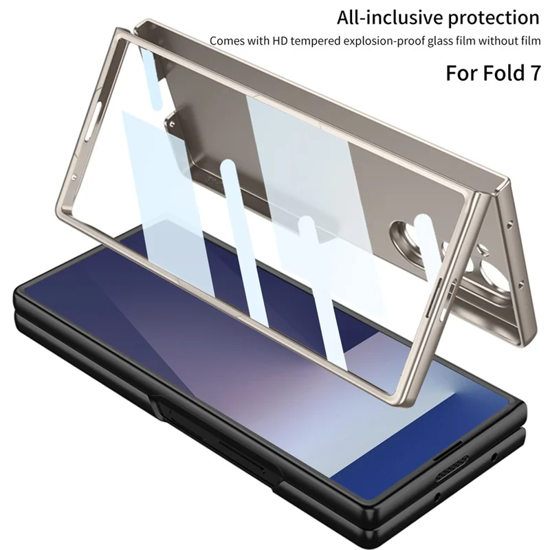 GKK Für Samsung Galaxy Z Fold7 5G Hülle Hartplastik + Gehärtetes Glas Kratzfeste Handyhülle - Silber