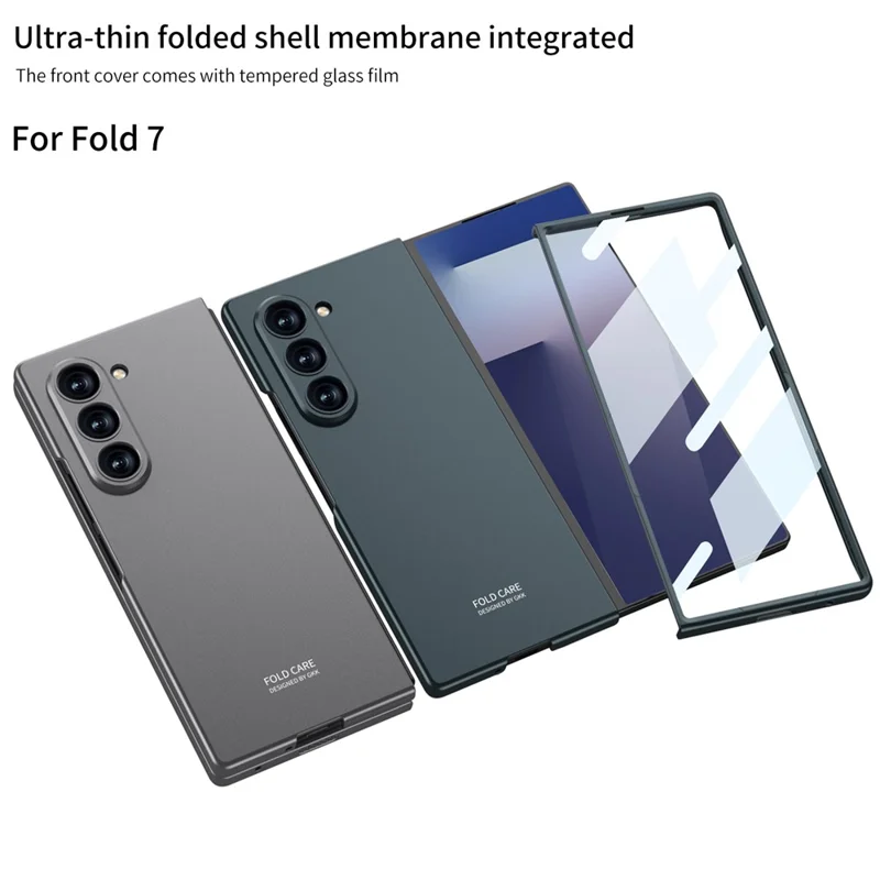 GKK Für Samsung Galaxy Z Fold7 5G Hülle Hartplastik + Gehärtetes Glas Kratzfeste Handyhülle - Silber