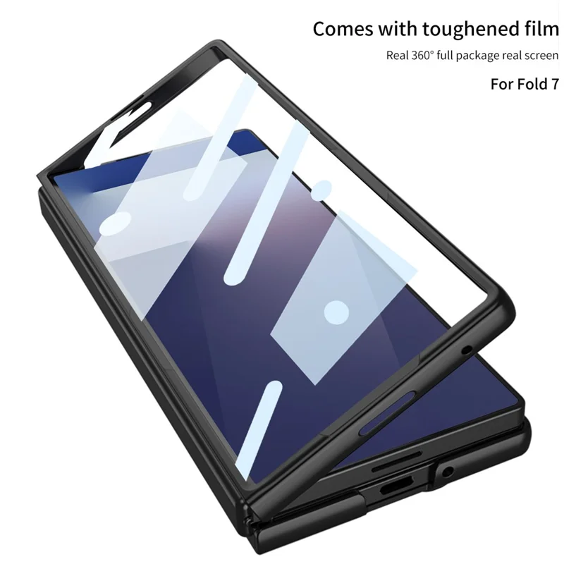 GKK Für Samsung Galaxy Z Fold7 5G Hülle mit Ständer PC + Gehärtetes Glas Handyrückseite Schutzhülle - Schwarz