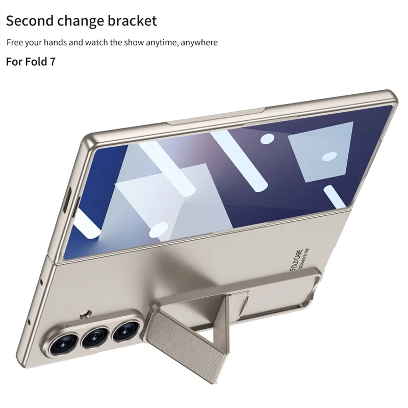 GKK Für Samsung Galaxy Z Fold7 5G Hülle mit Ständer PC + Gehärtetes Glas Handyrückseite Schutzhülle - Schwarz
