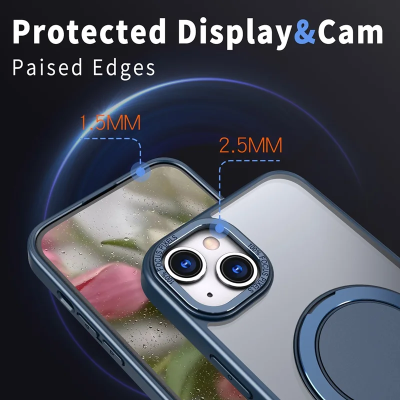 Bulk Purchasing For iPhone 15 Case Compatible with MagSafe Kickstand Acrylic TPU Phone Cover - Navy Blue