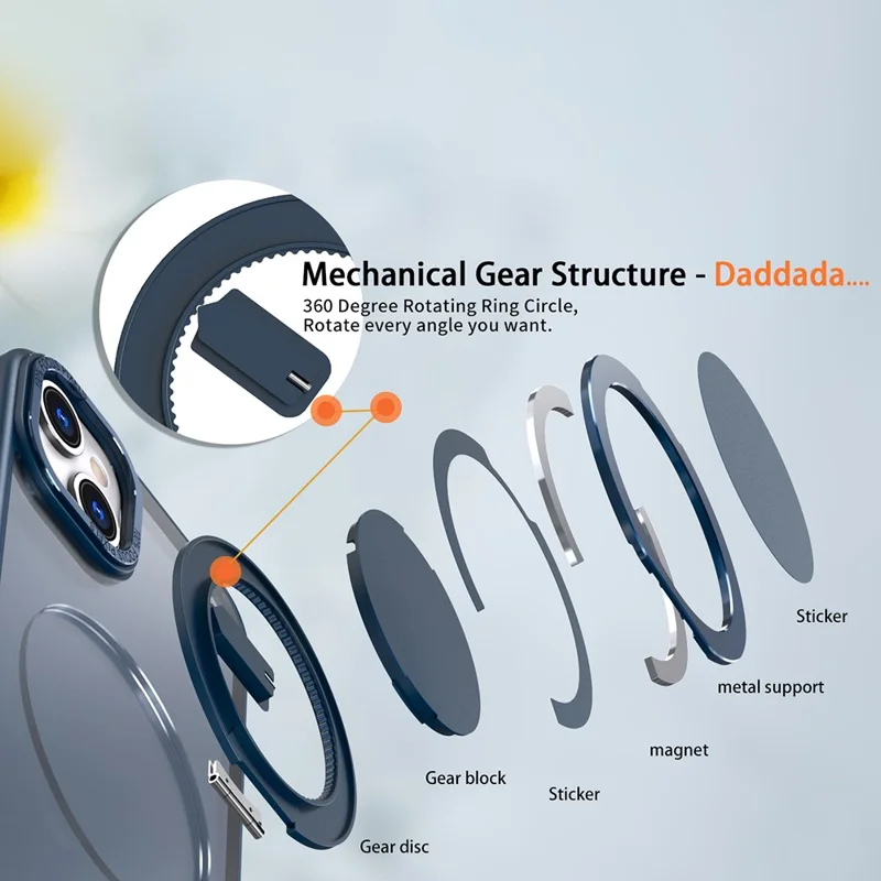 Bulk Purchasing For iPhone 15 Case Compatible with MagSafe Kickstand Acrylic TPU Phone Cover - Navy Blue