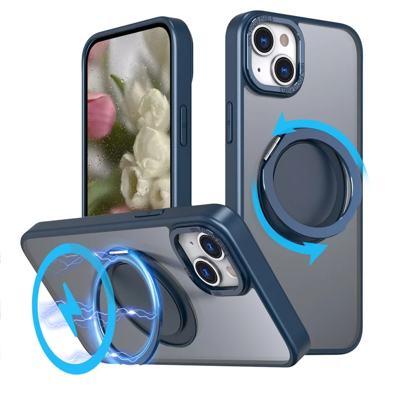 Bulk Purchasing For iPhone 14 Plus Case Compatible with MagSafe Kickstand Acrylic TPU Phone Cover - Navy Blue