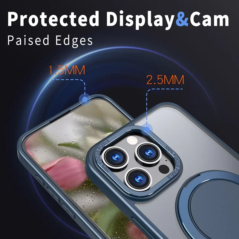 Bulk Purchasing For iPhone 14 Pro Max Case Compatible with MagSafe Kickstand Acrylic TPU Phone Cover - Navy Blue