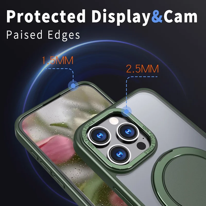Bulk Purchasing For iPhone 15 Pro Case Compatible with MagSafe Kickstand Acrylic TPU Phone Cover - Green