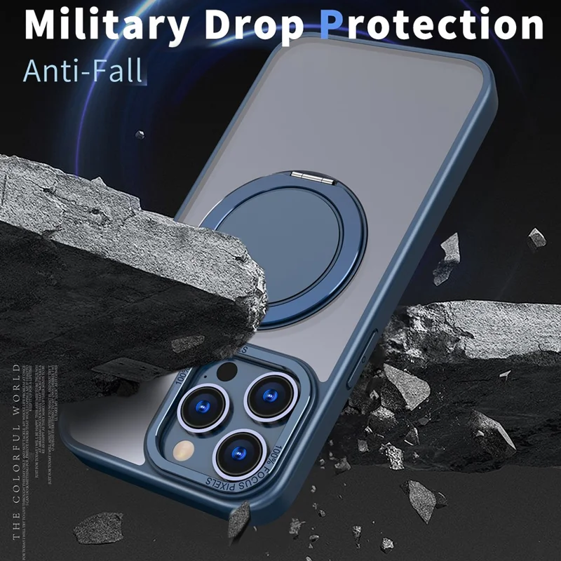 Bulk Purchasing For iPhone 15 Pro Max Case Compatible with MagSafe Kickstand Acrylic TPU Phone Cover - Navy Blue