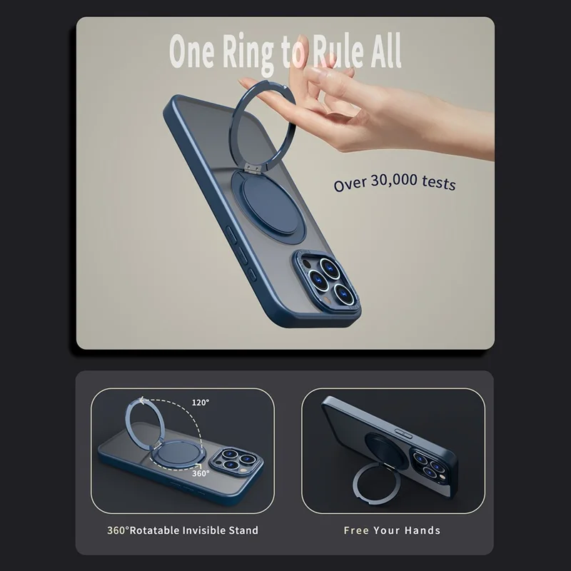 Bulk Purchasing For iPhone 15 Pro Max Case Compatible with MagSafe Kickstand Acrylic TPU Phone Cover - Navy Blue