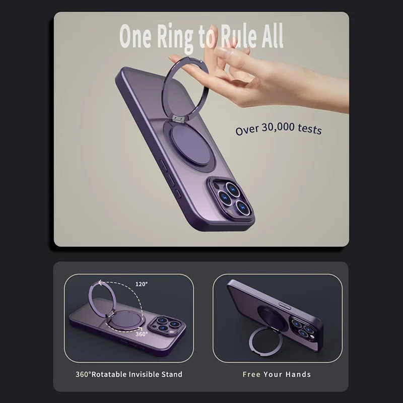 Acquisto all'ingrosso per Cover iPhone 15 Pro Max Compatibile con MagSafe con Supporto Pieghevole in Acrilico TPU - Viola