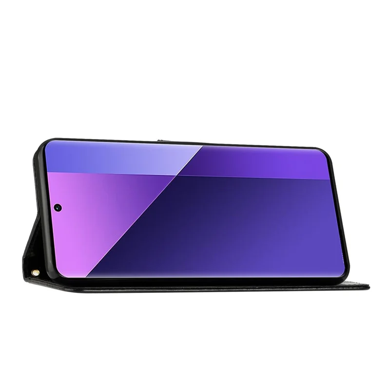 Для Oppo Reno14 5G (Глобальный) Кожаный Бумажник Чехол Бабочка Цветок Тиснение Чехол для Телефона со Ремешком - Черный
