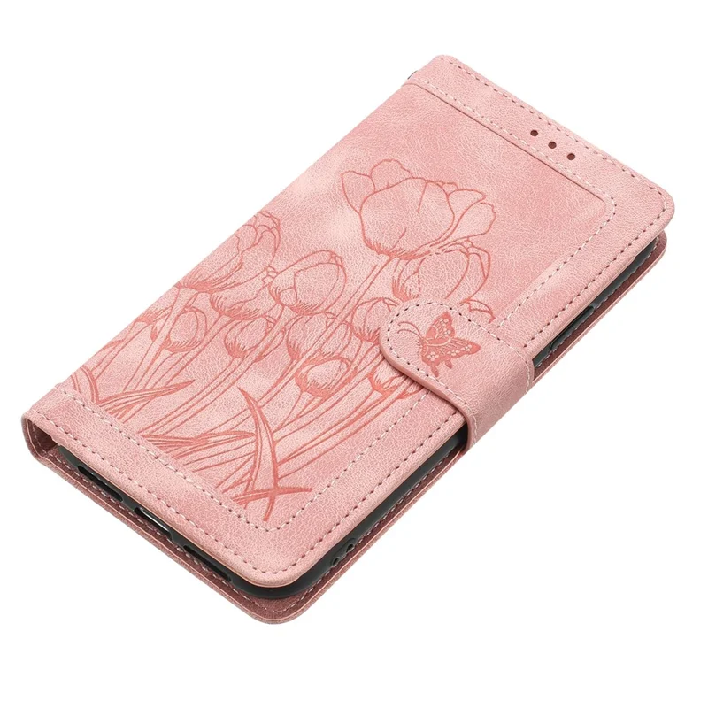 For Oppo Reno13 F 5G  /  4G Case Tulip Leather Phone Cover with 5 Card Slots Wallet - Pink