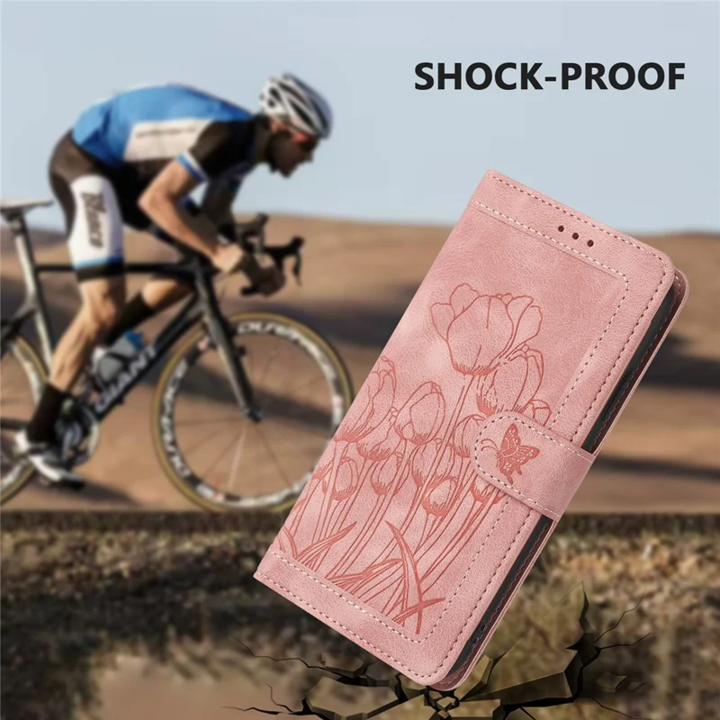 For Oppo Reno13 F 5G  /  4G Case Tulip Leather Phone Cover with 5 Card Slots Wallet - Pink