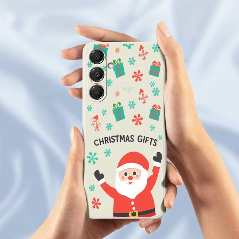 Étui pour Samsung Galaxy A16 5G / 4G Cadeaux de Noël Motif Imprimé Bords Droits Couverture Arrière TPU Téléphone - Beige