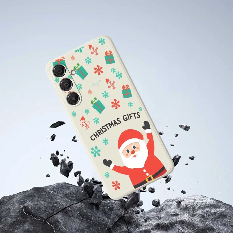 Étui pour Samsung Galaxy A16 5G / 4G Cadeaux de Noël Motif Imprimé Bords Droits Couverture Arrière TPU Téléphone - Beige