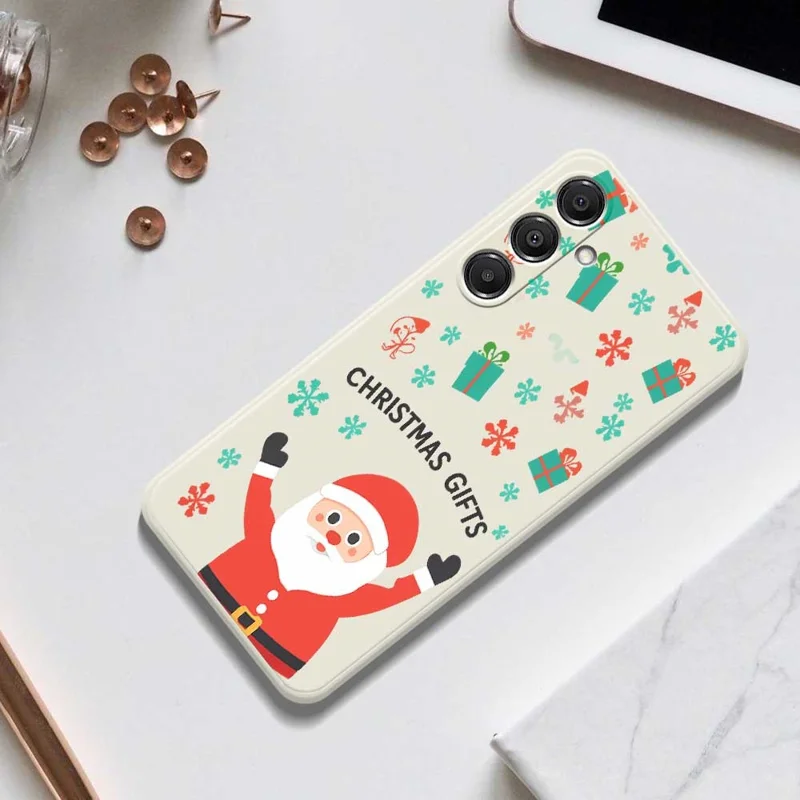 Étui pour Samsung Galaxy A16 5G / 4G Cadeaux de Noël Motif Imprimé Bords Droits Couverture Arrière TPU Téléphone - Beige