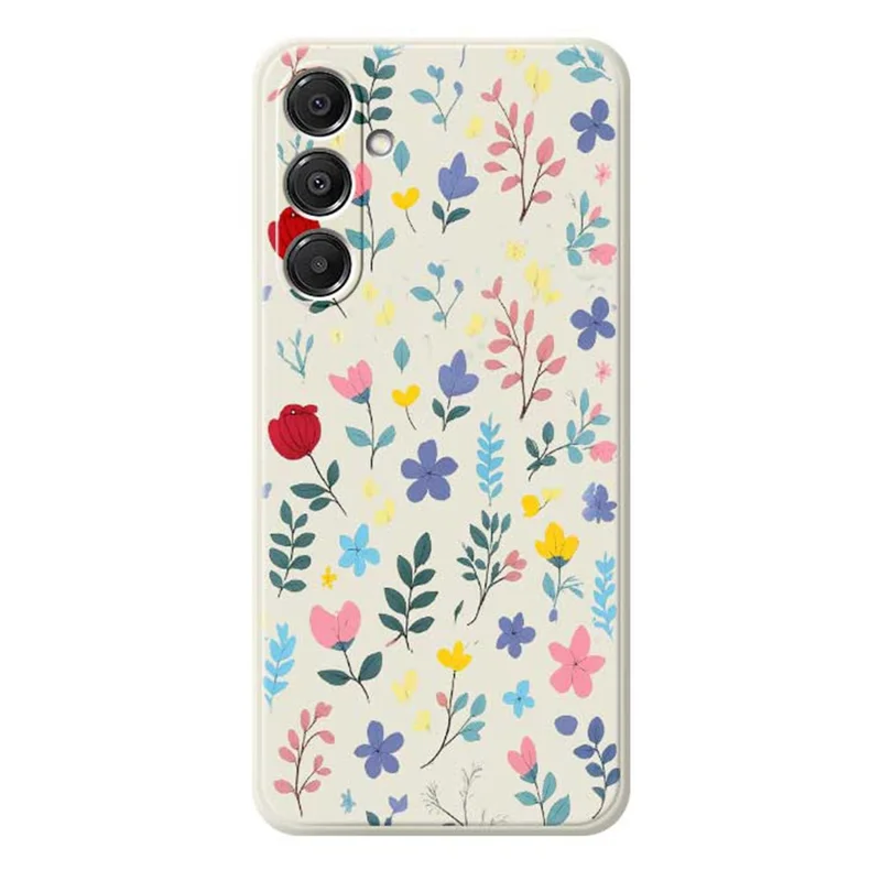 For Samsung Galaxy A16 5G  /  4G Case Colorful Flower Branches Pattern Printing Straight Edge TPU Phone Back Cover - Beige