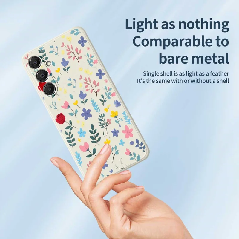 For Samsung Galaxy A16 5G  /  4G Case Colorful Flower Branches Pattern Printing Straight Edge TPU Phone Back Cover - Beige