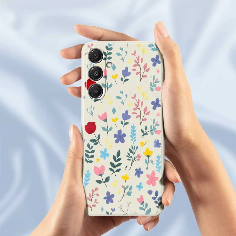 For Samsung Galaxy A16 5G  /  4G Case Colorful Flower Branches Pattern Printing Straight Edge TPU Phone Back Cover - Beige
